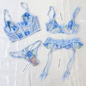 For Love and Lemons Luella Bustier Bra Garter Thong Lingerie Set NEW